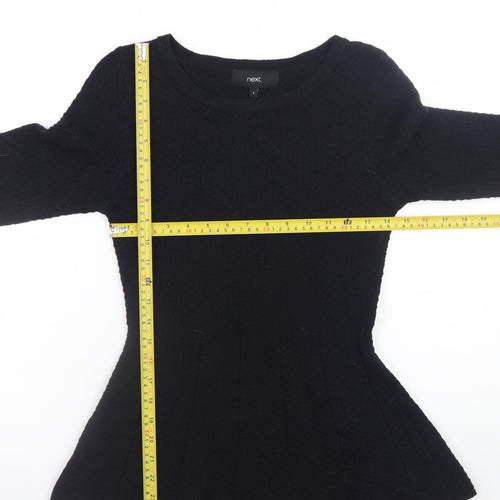 Next Women’s Black Knit Fit & Flare Dress Size 8 Long Sleeve