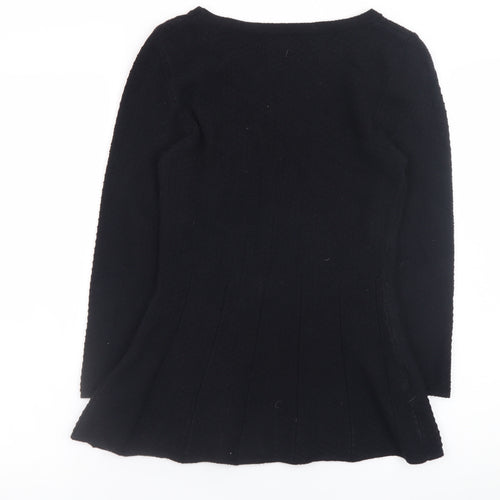 Next Women’s Black Knit Fit & Flare Dress Size 8 Long Sleeve
