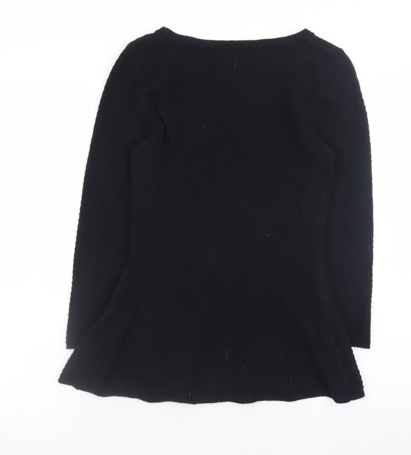 Next Women’s Black Knit Fit & Flare Dress Size 8 Long Sleeve