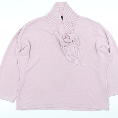 Janique Womens Pink Acrylic Cowl Neck Jumper Size 24
