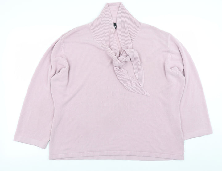 Janique Womens Pink Acrylic Cowl Neck Jumper Size 24
