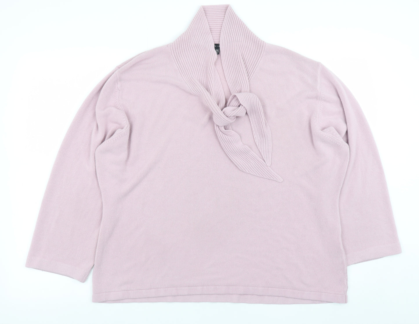 Janique Womens Pink Acrylic Cowl Neck Jumper Size 24