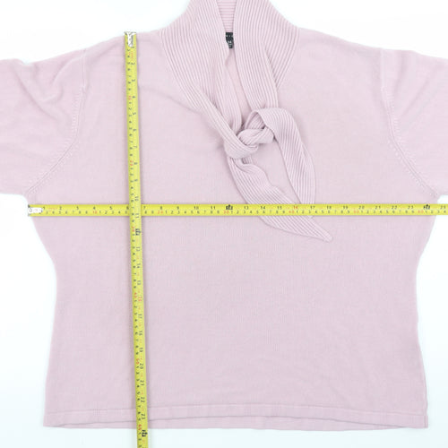 Janique Womens Pink Acrylic Cowl Neck Jumper Size 24