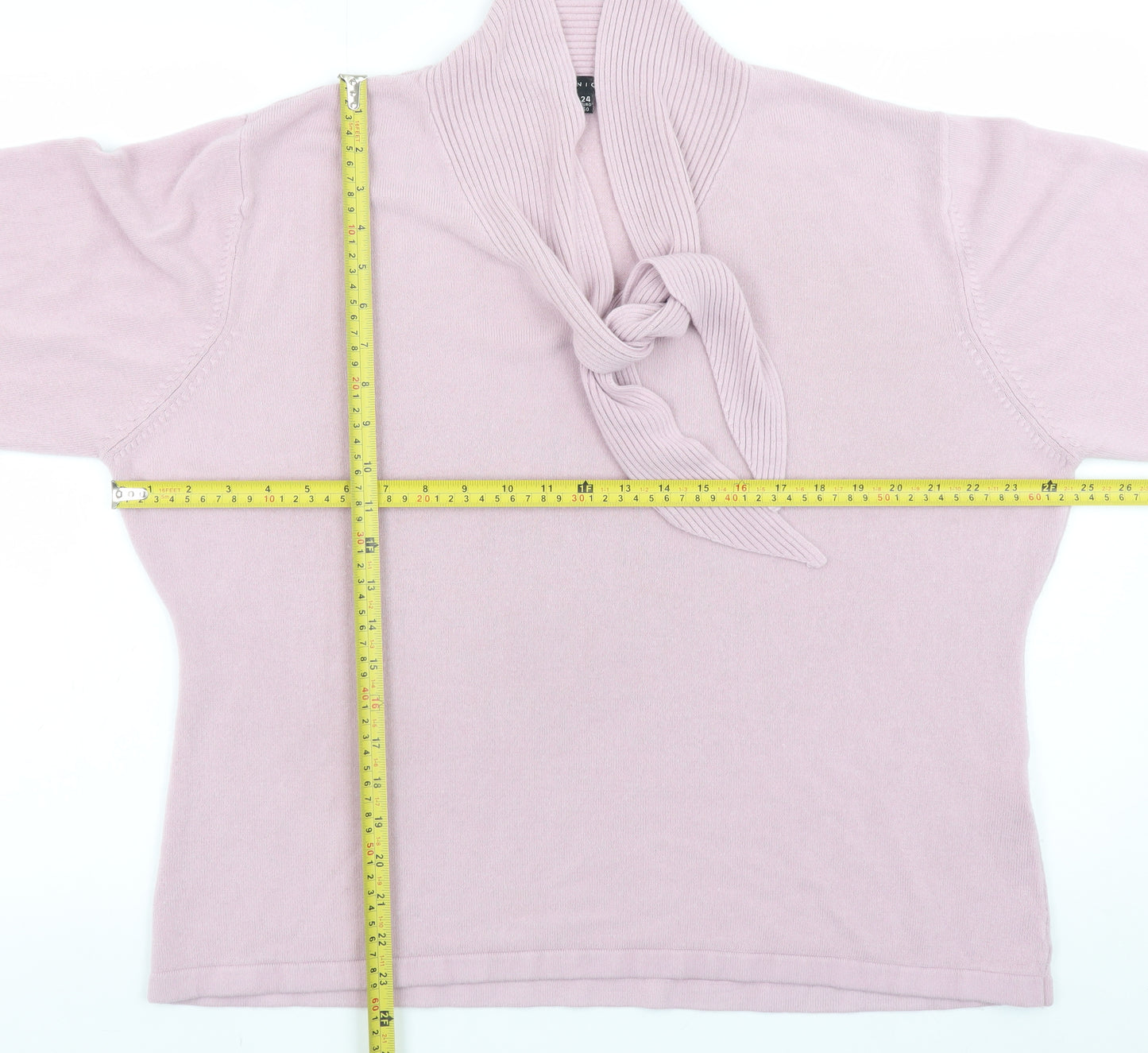 Janique Womens Pink Acrylic Cowl Neck Jumper Size 24