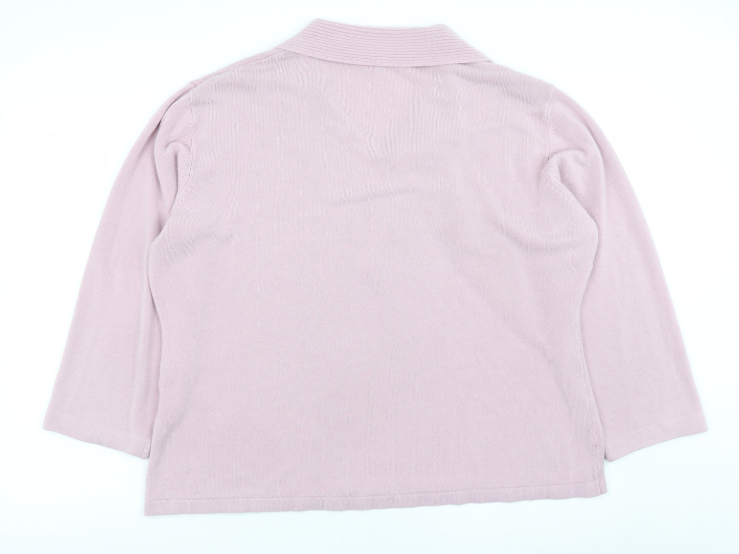 Janique Womens Pink Acrylic Cowl Neck Jumper Size 24