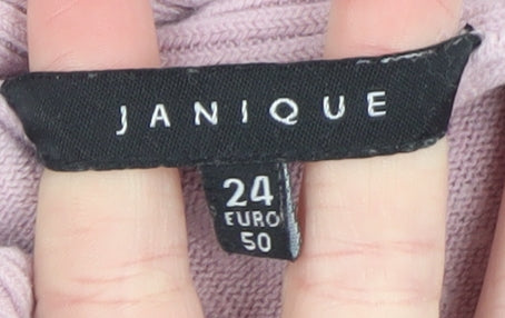 Janique Womens Pink Acrylic Cowl Neck Jumper Size 24