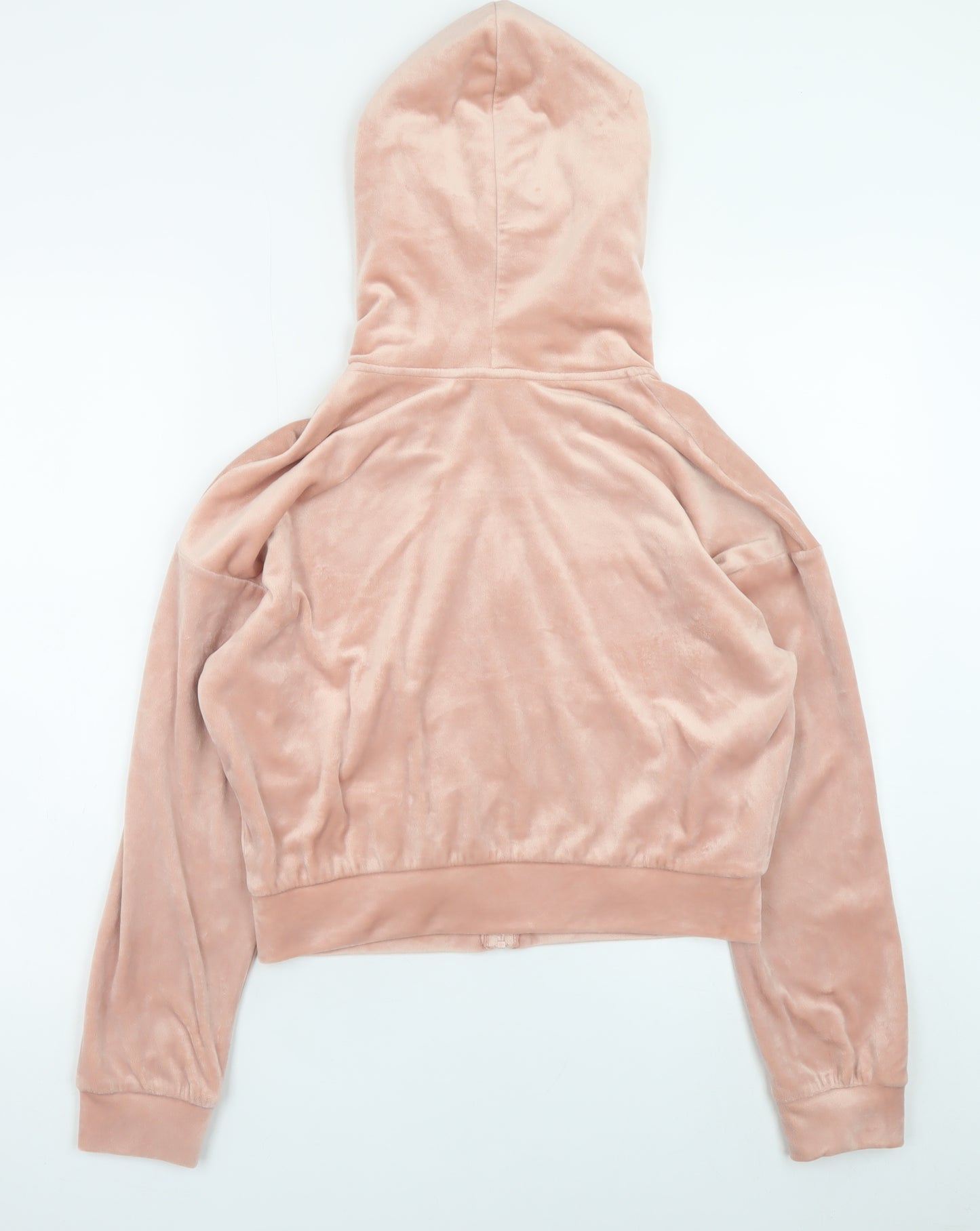 H&M Women Pink Velour Full Zip Hoodie Size 12 Medium