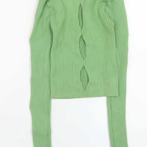 Urban Outfitters Women Green Slim Fit Knit Boat Neck Jumper Size S
