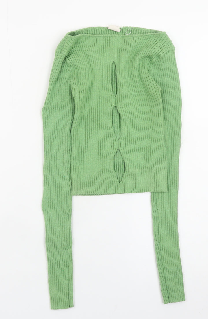 Urban Outfitters Women Green Slim Fit Knit Boat Neck Jumper Size S