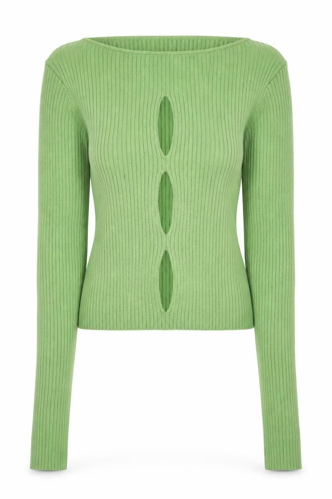Urban Outfitters Women Green Slim Fit Knit Boat Neck Jumper Size S