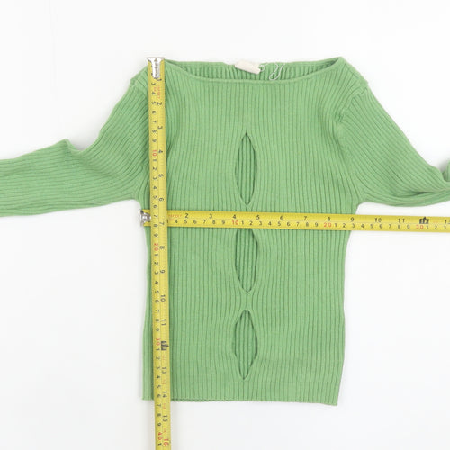 Urban Outfitters Women Green Slim Fit Knit Boat Neck Jumper Size S