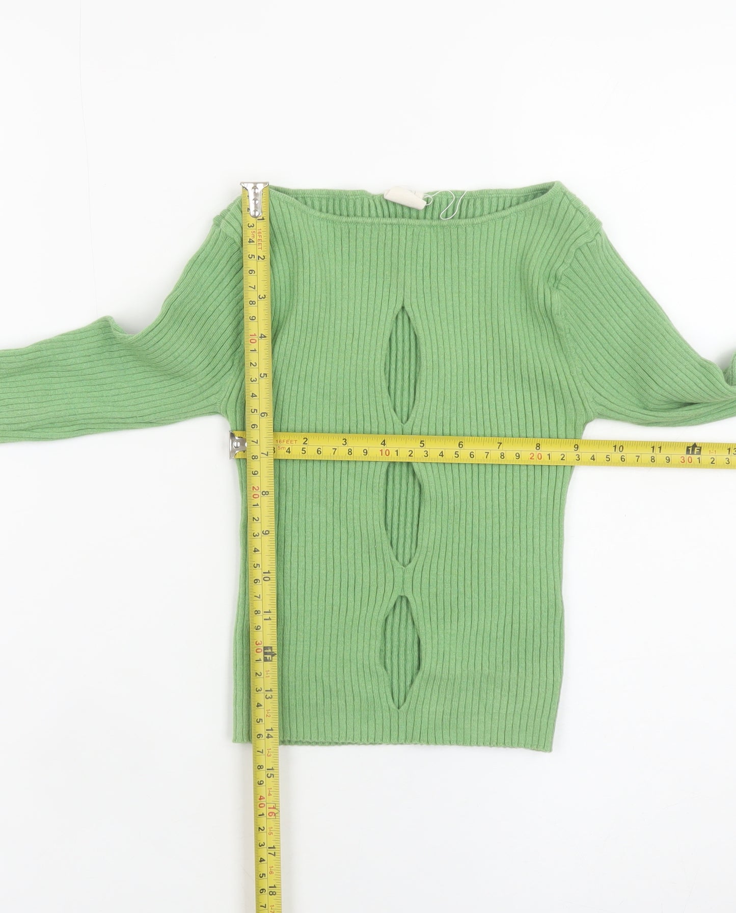 Urban Outfitters Women Green Slim Fit Knit Boat Neck Jumper Size S