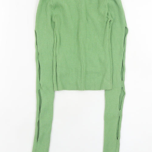Urban Outfitters Women Green Slim Fit Knit Boat Neck Jumper Size S