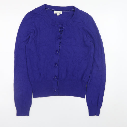Monsoon Women Blue Medium Cardigan Button Front Knit Jumper