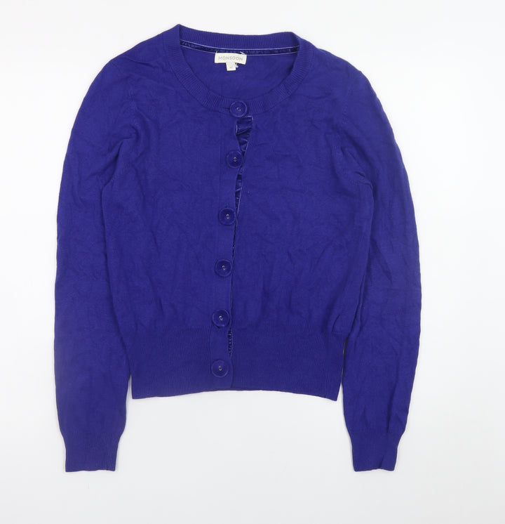 Monsoon Women Blue Medium Cardigan Button Front Knit Jumper