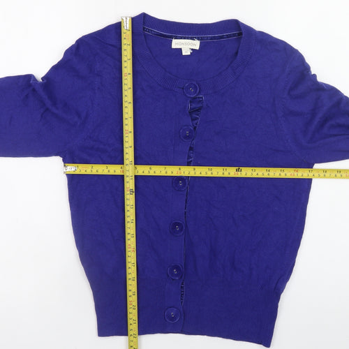 Monsoon Women Blue Medium Cardigan Button Front Knit Jumper