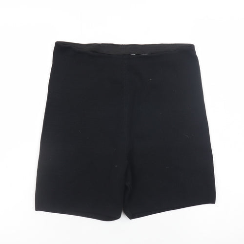 H&M Women Black Biker Activewear Shorts Size 12 Slim Fit