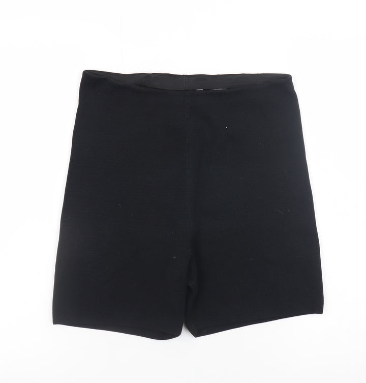 H&M Women Black Biker Activewear Shorts Size 12 Slim Fit
