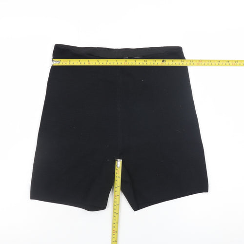 H&M Women Black Biker Activewear Shorts Size 12 Slim Fit