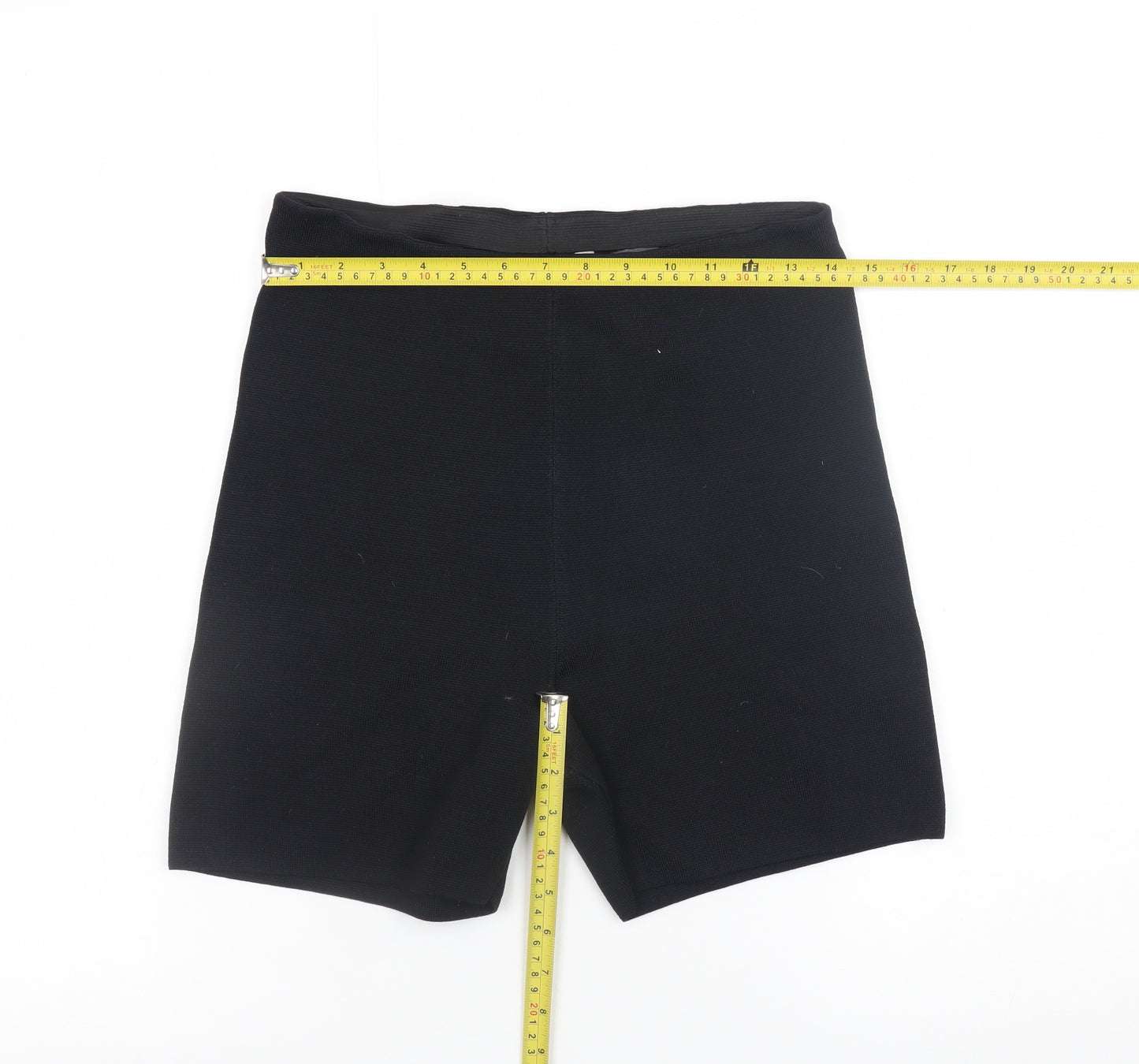 H&M Women Black Biker Activewear Shorts Size 12 Slim Fit