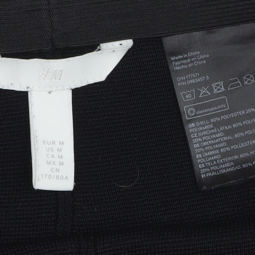 H&M Women Black Biker Activewear Shorts Size 12 Slim Fit