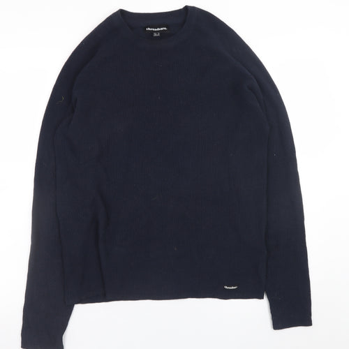 Threadbare Men's Blue Cotton Crew Neck Jumper Size S
