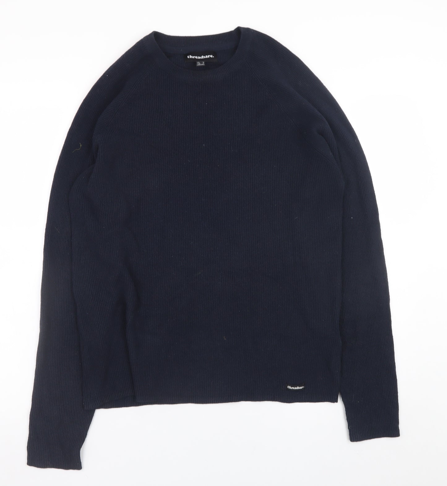 Threadbare Men's Blue Cotton Crew Neck Jumper Size S