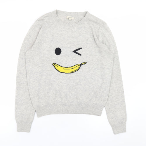 River Island Women’s Grey Funny Banana Pullover Jumper Size 10