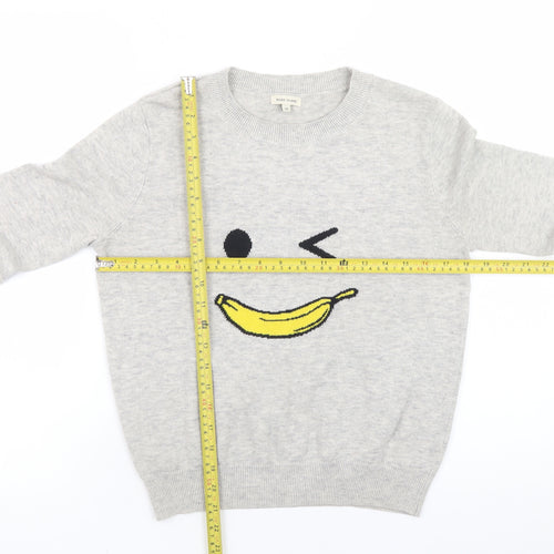 River Island Women’s Grey Funny Banana Pullover Jumper Size 10
