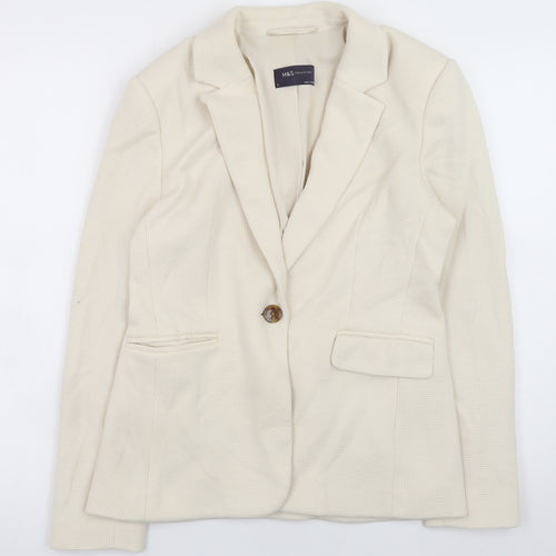 Marks and Spencer Women's Beige Size 8 Cotton Blend Blazer