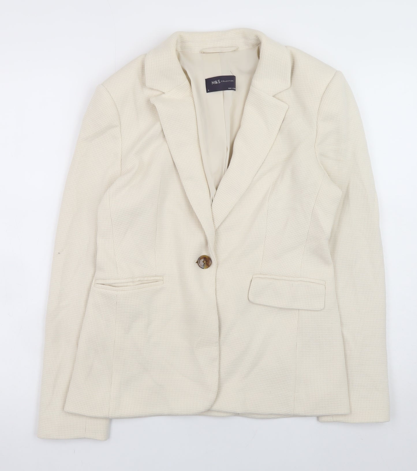 Marks and Spencer Women's Beige Size 8 Cotton Blend Blazer