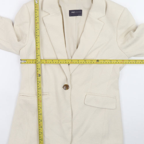 Marks and Spencer Women's Beige Size 8 Cotton Blend Blazer