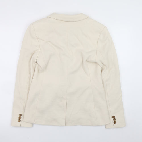 Marks and Spencer Women's Beige Size 8 Cotton Blend Blazer