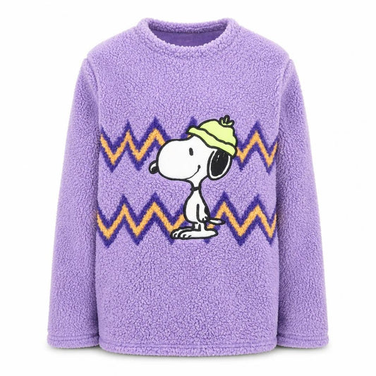 Snoopy Men’s Purple Fleece Pyjama Top Size XS Peanuts Graphic Loungewear