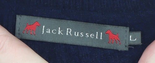 Jack Russell Men’s Blue Wool Blend Cable-Knit Crew Neck Jumper L