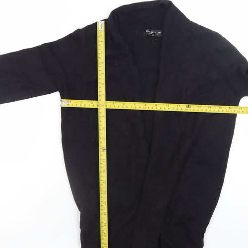 Debenhams Women Black Size 10 Open Knit Long Sleeve Cardigan