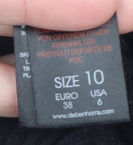 Debenhams Women Black Size 10 Open Knit Long Sleeve Cardigan