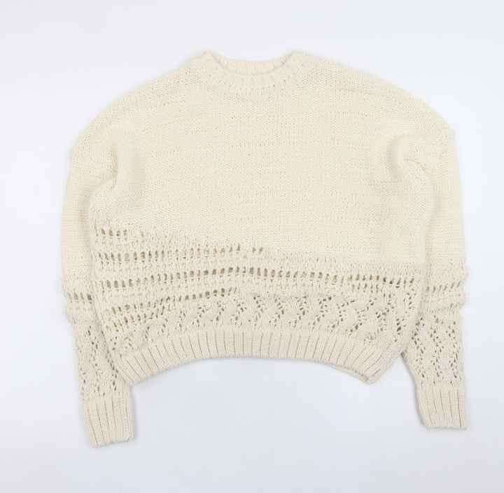 Marks and Spencer Women’s Ivory Open Knit Cotton Jumper M