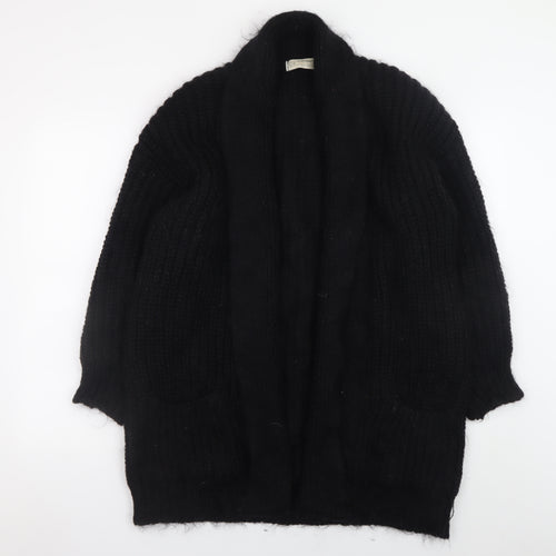 Marks and Spencer Women’s Black Chunky Knit Mohair Wool Cardigan Size 12