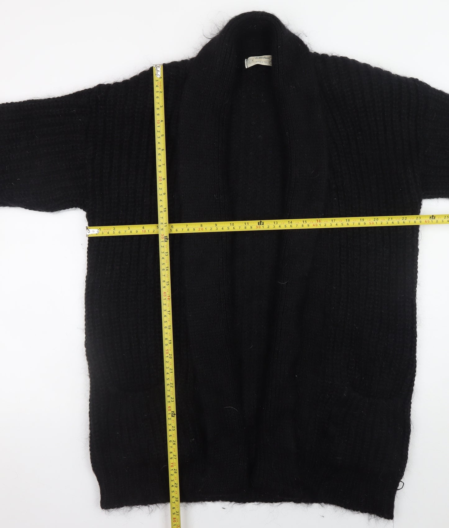 Marks and Spencer Women’s Black Chunky Knit Mohair Wool Cardigan Size 12