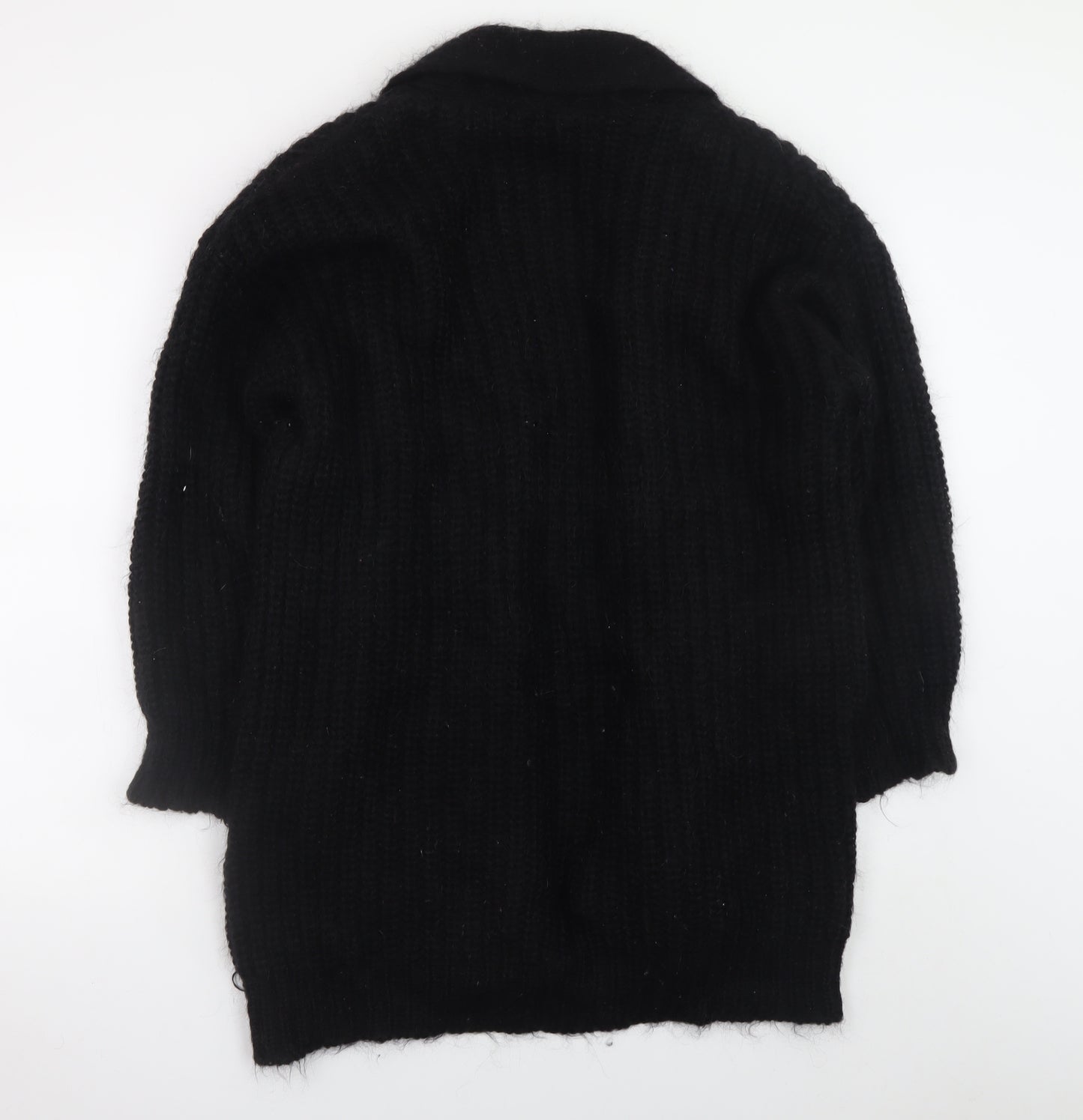 Marks and Spencer Women’s Black Chunky Knit Mohair Wool Cardigan Size 12