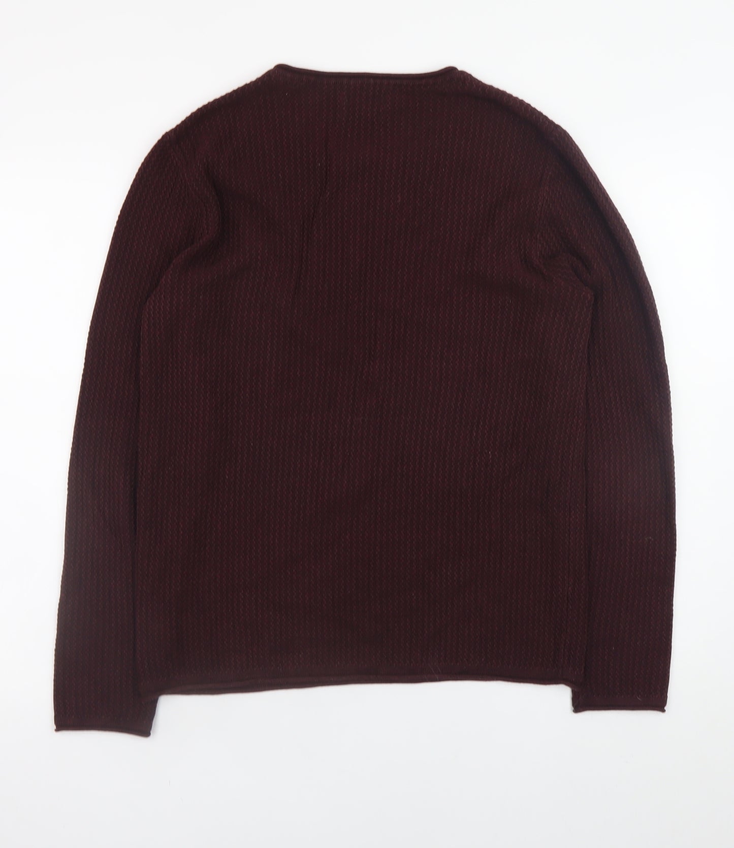 Jack & Jones Men’s Brown Waffle-Knit Cotton Crew Neck Jumper M
