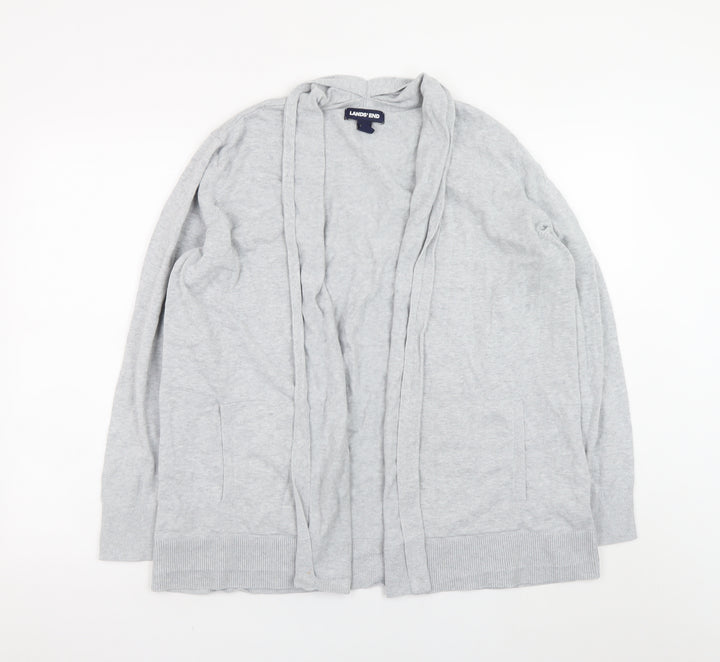 Lands' End Women’s Grey Cotton Long Sleeve Cardigan L