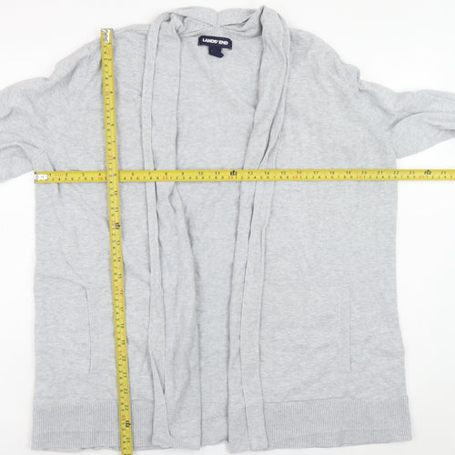 Lands' End Women’s Grey Cotton Long Sleeve Cardigan L