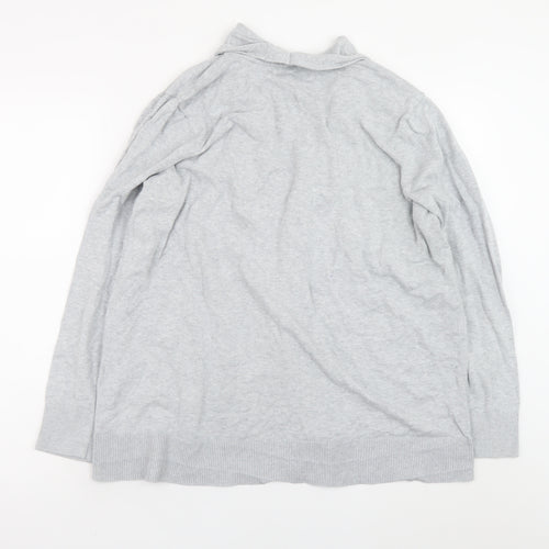 Lands' End Women’s Grey Cotton Long Sleeve Cardigan L