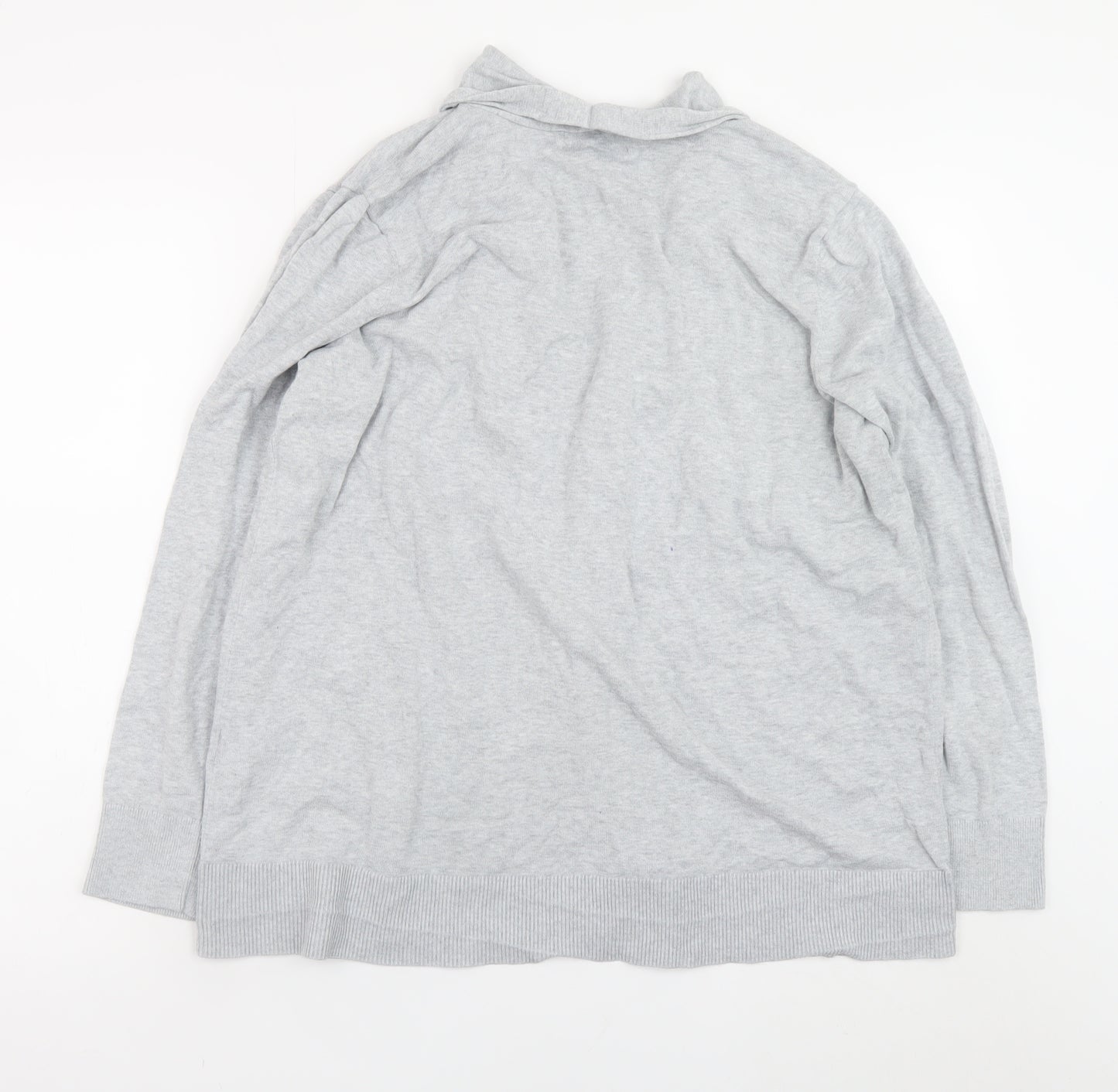 Lands' End Women’s Grey Cotton Long Sleeve Cardigan L