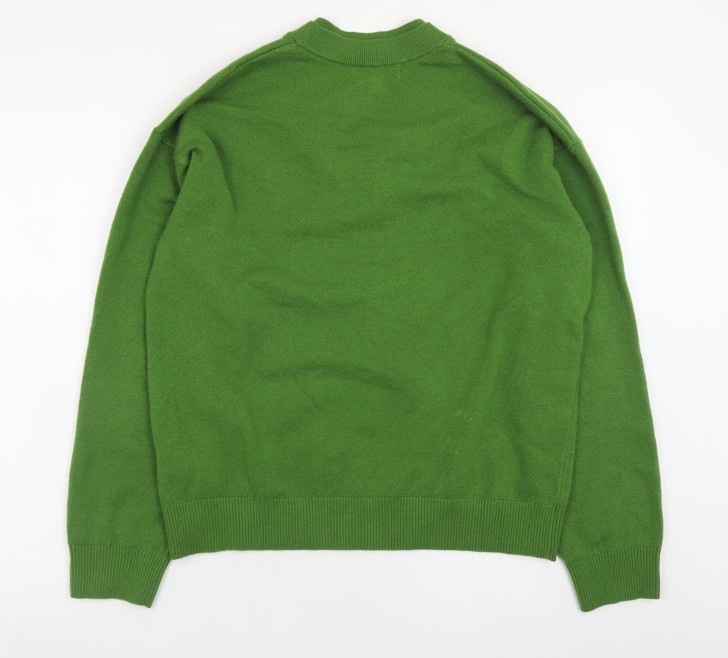 Marks and Spencer Women's Green V-Neck Wool Blend Jumper Size M