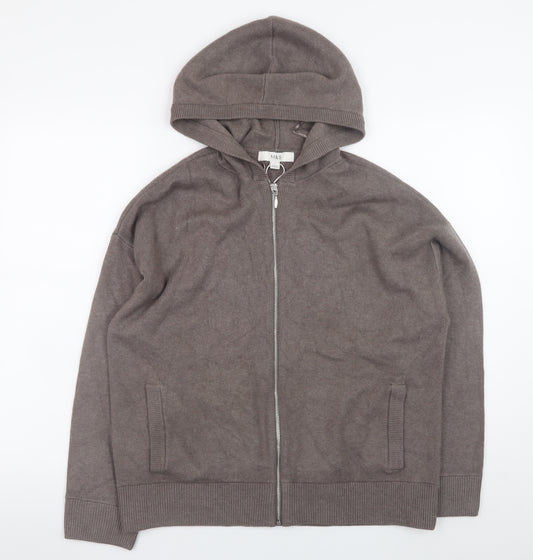 Marks and Spencer Women Brown Full Zip Hoodie Large Viscose Blend