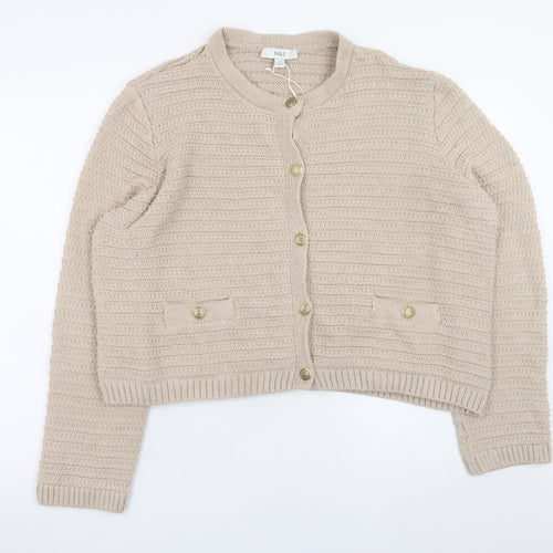Marks and Spencer Women Beige Knit Cardigan XL Long Sleeve