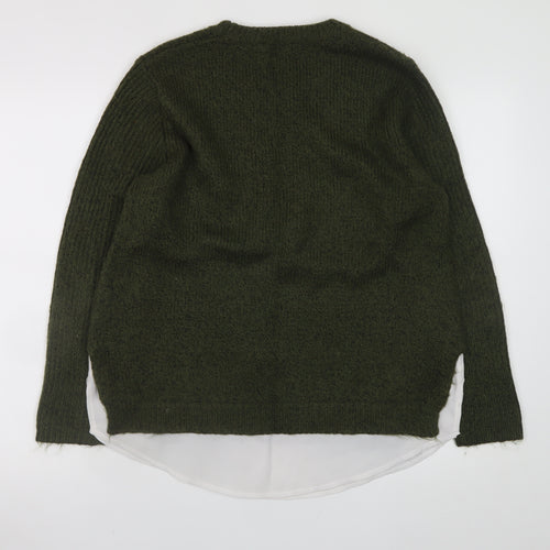 Dorothy Perkins Women's Green UK 14 Crew Neck Knit Pullover Jumper